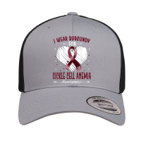 I Wear Burgundy For Sickle Cell Anemia Awareness Ribbon Retro Trucker Cap | Artistshot