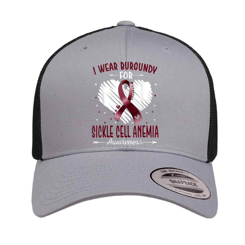 I Wear Burgundy For Sickle Cell Anemia Awareness Ribbon Retro Trucker Cap by Sombre | Artistshot