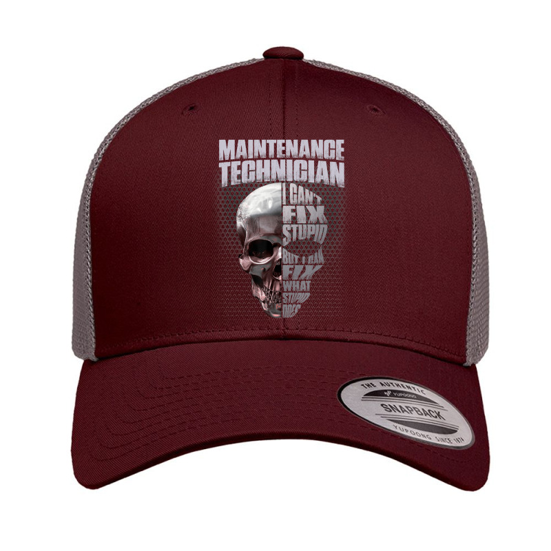 Mens Maintenance Technician I Can't Fix Stupid Retro Trucker Cap by cm-arts | Artistshot