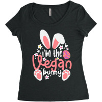 Vegan Design T  Shirt Bunny Ears I'm The Vegan Bunny Matching Easter V Women's Triblend Scoop T-shirt | Artistshot