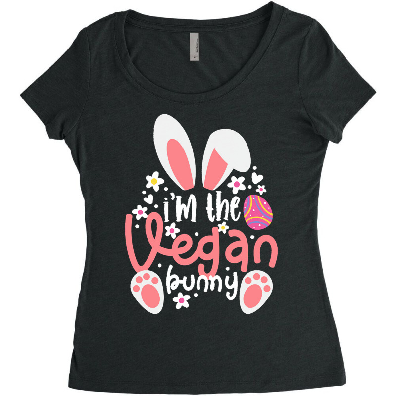 Vegan Design T  Shirt Bunny Ears I'm The Vegan Bunny Matching Easter V Women's Triblend Scoop T-shirt by dskiles665 | Artistshot