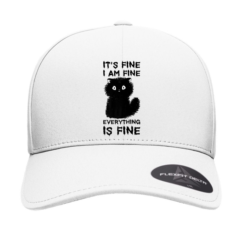 It's Fine I'm Fine Everything Is Fine Stressed Out Black Cat Premium T Seamless Cap by cm-arts | Artistshot