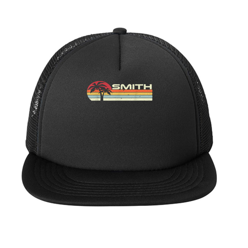 Smith Surname 80s 90s Vintage Sunset With Palm Trees T Shirt Foam Snapback hat by cm-arts | Artistshot