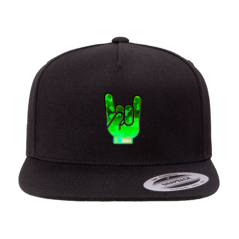 Rock Hand Gesture Space Green Rock N Roll Salute 5 panel snapback cap by RoseannTrujillo | Artistshot