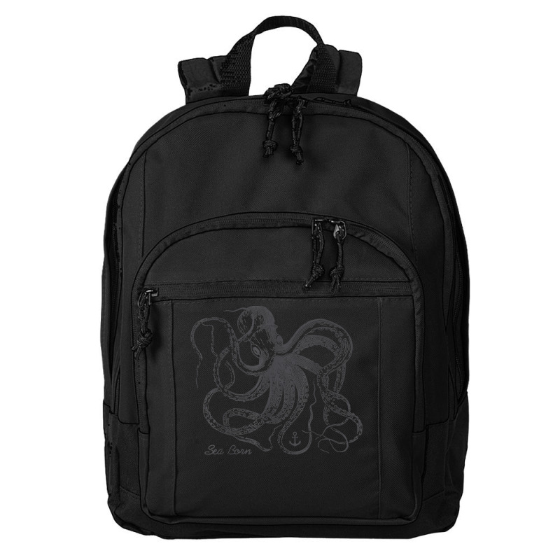 Vintage Black Octopus Marine Biologist Ocean Sea Life 5 Basic Backpack | Artistshot