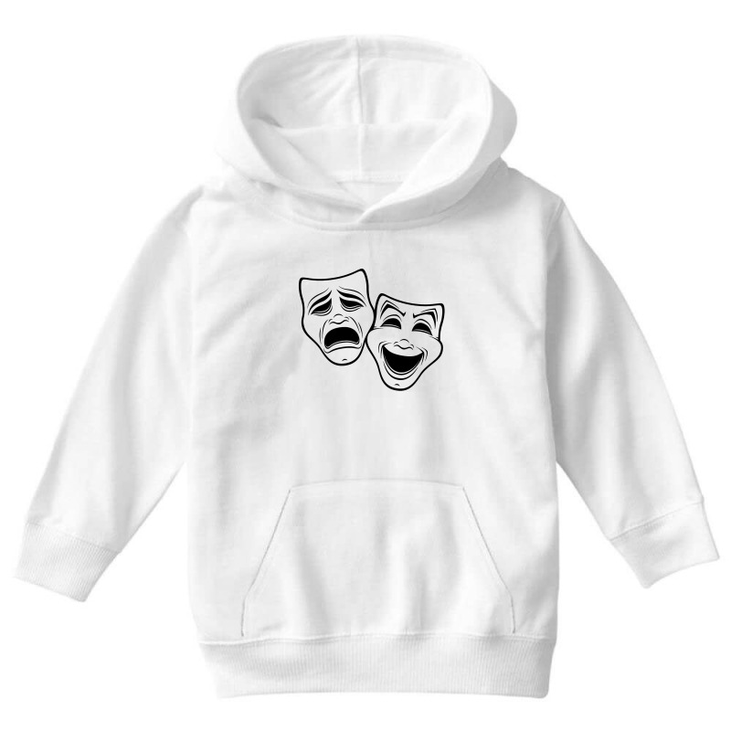 Comedy And Tragedy Theater Youth Hoodie by JunJaden | Artistshot