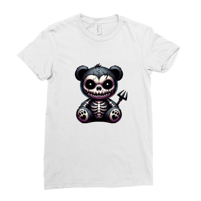 Teddy Bear Skull Scary - Halloween Day Ladies Fitted T-Shirt by risedesignid | Artistshot