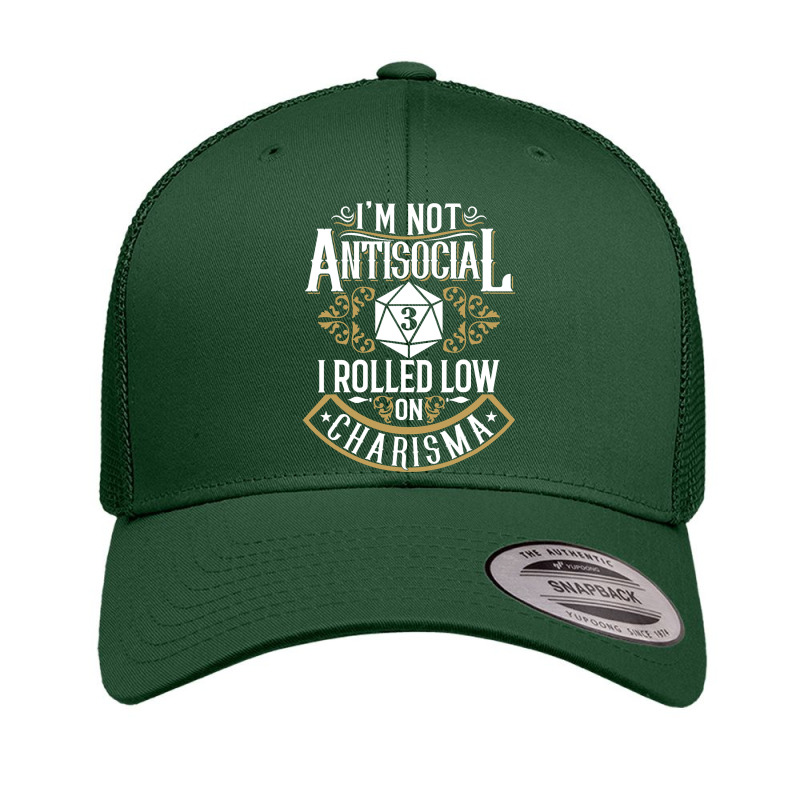 Not Antisocial, Rolled Low Charisma Funny Rpg Loves Dragons Retro Trucker Cap by home12 | Artistshot