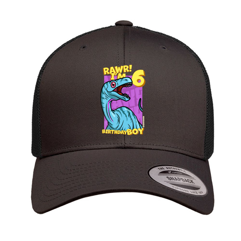 Rawr! I'm 6 Birthday Boys 6th Birthday Dino Noasaurus Retro Trucker Cap | Artistshot