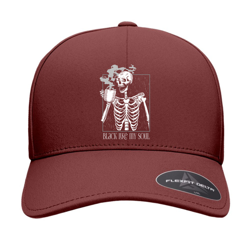 Black Like My Soul - Skeleton Drinking Coffee Seamless Cap by SheilaMathews | Artistshot