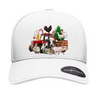 Christmas Farm Animals With Farm Tractor Seamless Cap | Artistshot