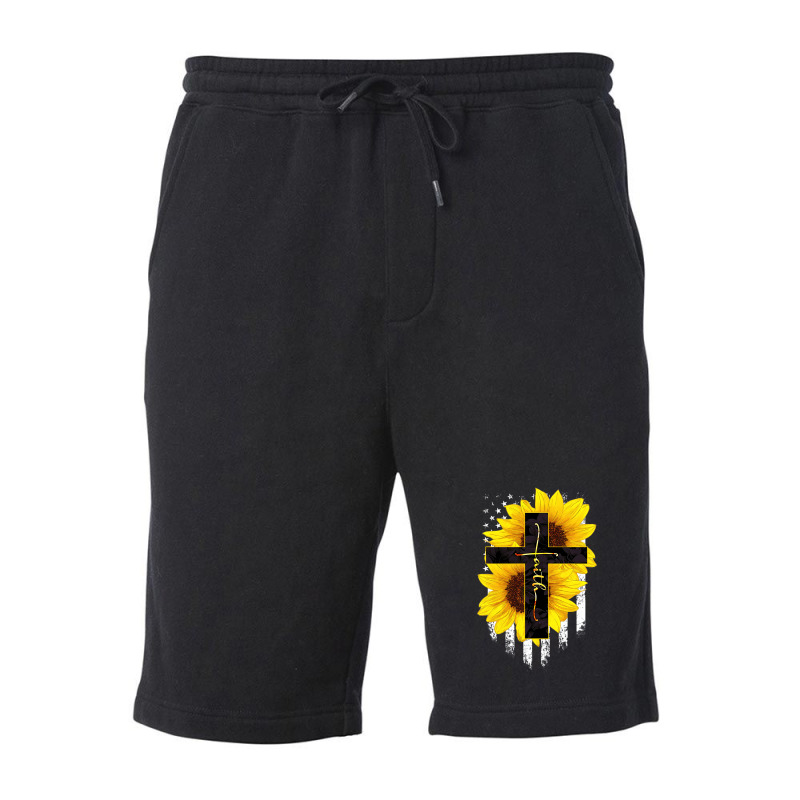 Faith Sunflower Flag Fleece Short | Artistshot