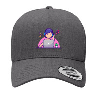 Girl Listening Music With Headphone And Laptop-eryyp Yupoong Trucker Cap | Artistshot