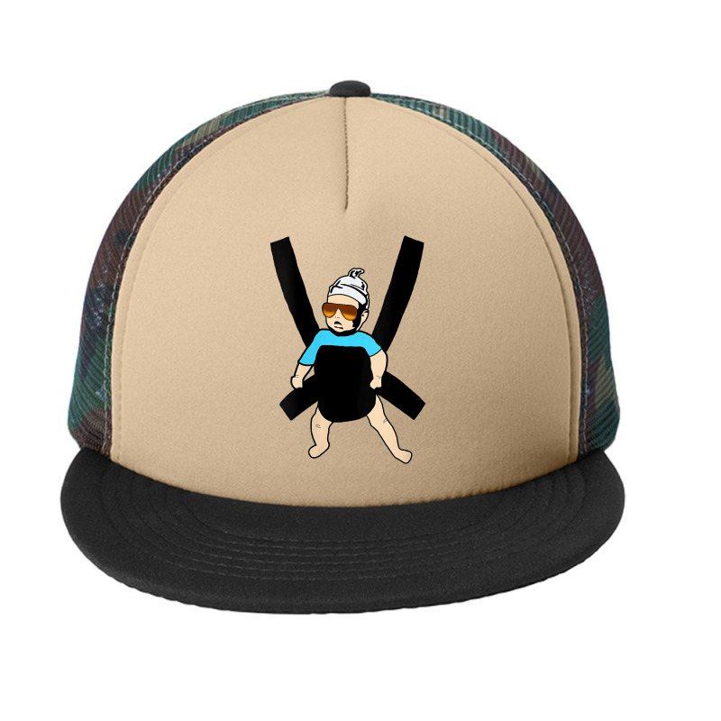 Womens Carlos   Hangover Baby With Sunglasses In A Strap V Neck T Shir Foam Snapback Hat | Artistshot