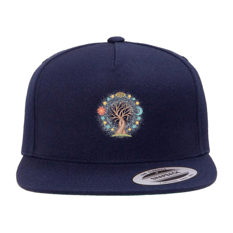 Tree Sun And Moon With Stars Spiritual 5 panel snapback cap by cm-arts | Artistshot