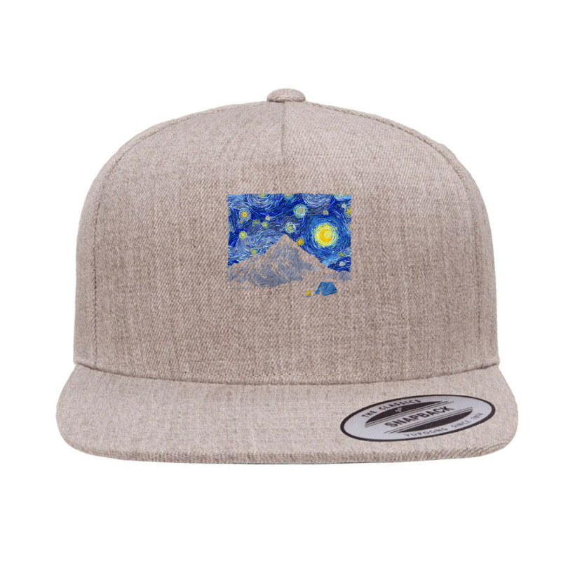 Starry Night Camping Scene 5 panel snapback cap by vucongha | Artistshot