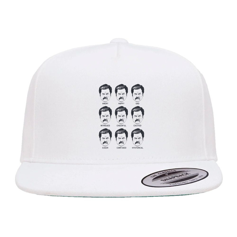 Ron Swanson Emotions Parks And Recreation 5 panel snapback cap by cm-arts | Artistshot