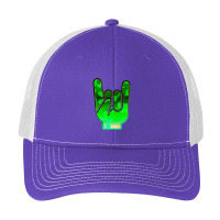 Rock Hand Gesture Space Green Rock N Roll Salute Pa Trucker Cap | Artistshot