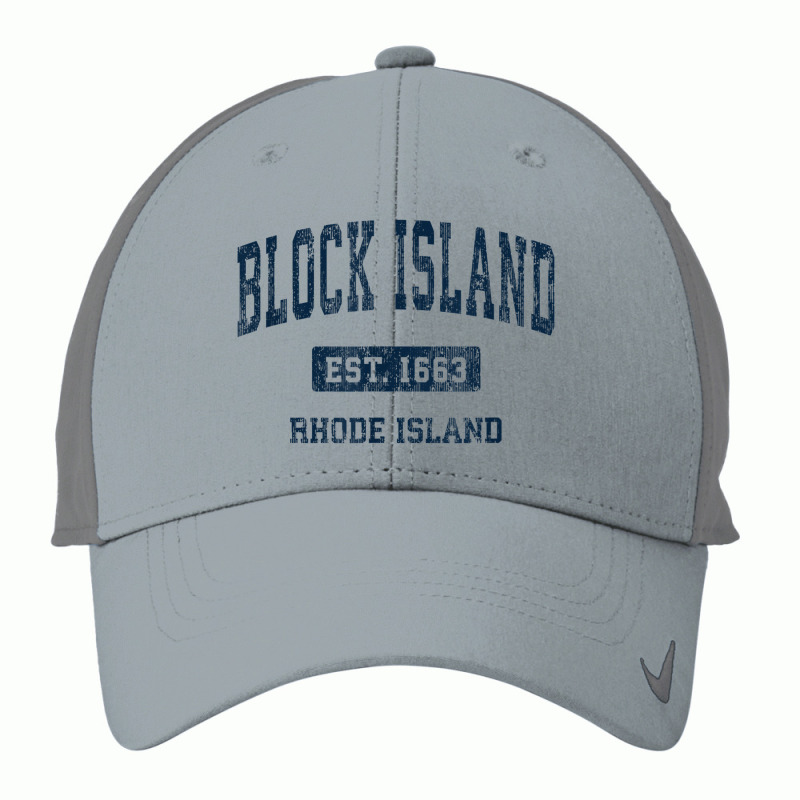 Block Island Rhode Island Ri Vintage Athletic Sports Design Nike Dri-FIT Cap by Deluxe | Artistshot