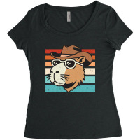 Cowboy Capybara Retro Women's Triblend Scoop T-shirt | Artistshot