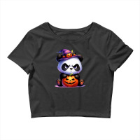 Halloween Day - Cute Panda With Pumpkin Crop Top | Artistshot