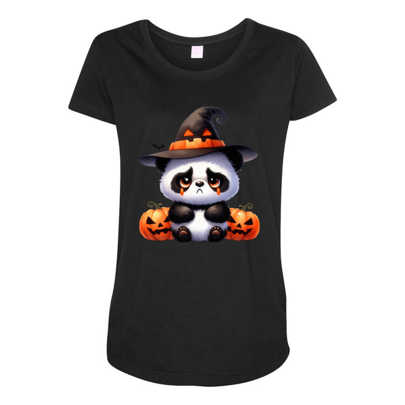 Halloween Day - Panda Cry With Pumpkin Maternity Scoop Neck T-shirt by denbey | Artistshot