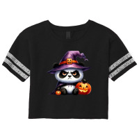 Halloween Day - Panda Cute With Pumpkin Witch Scorecard Crop Tee | Artistshot