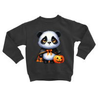 Halloween Day - Panda Cute With Pumpkin Toddler Sweatshirt | Artistshot