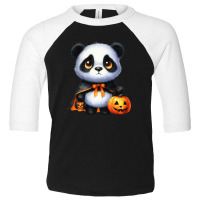 Halloween Day - Panda Cute With Pumpkin Toddler 3/4 Sleeve Tee | Artistshot