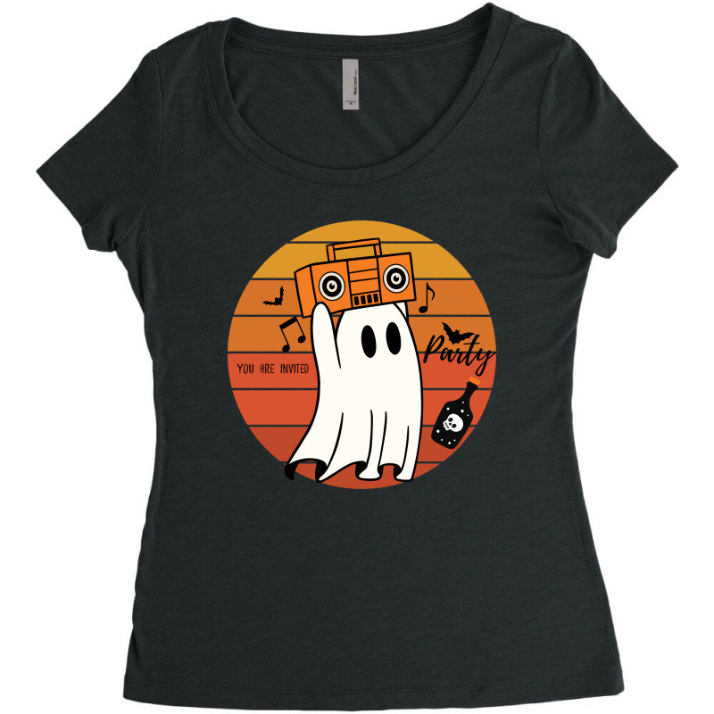 Halloween Party You Are Invited Retro Funny Ghost Women's Triblend Scoop T-shirt by spreadshirt.com/Wolf shop | Artistshot