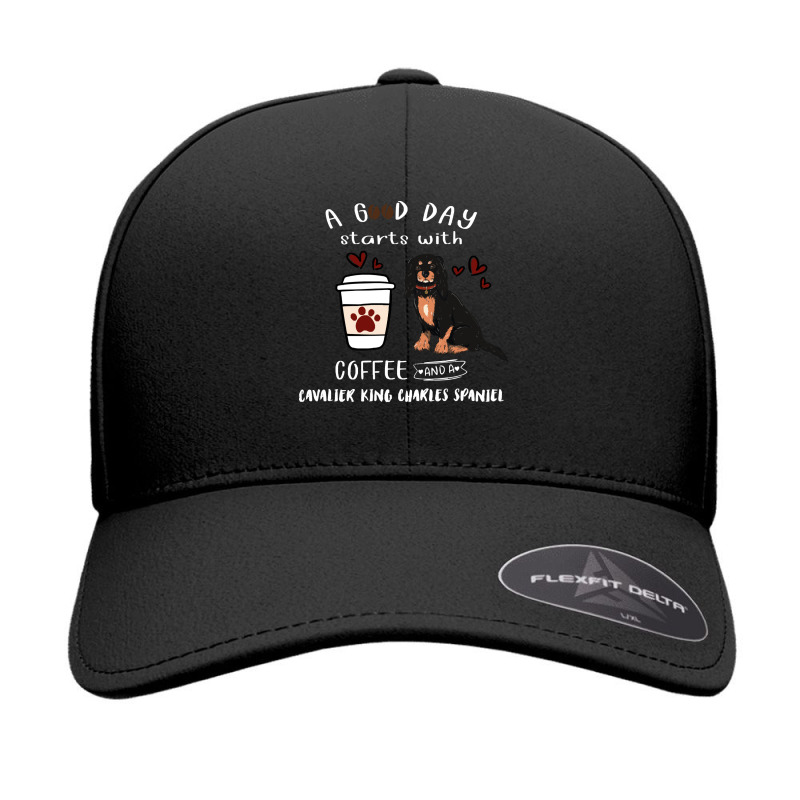 Cavalier King Charles Spaniel A Good Day Starts With Coffee And A Cava Seamless Cap by troglemother | Artistshot