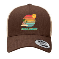 Hello Summer Vacation Palm Tree Sun Birds And Sea Yupoong Trucker Cap | Artistshot