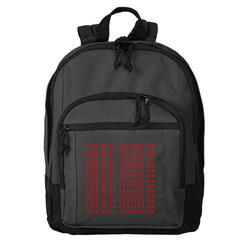 Live With Perfection Red Pattern Aesthetic Basic Backpack | Artistshot