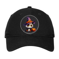 Panda Halloween Day Cute Pumpkin Adjustable Cap - Leatherette Patch | Artistshot