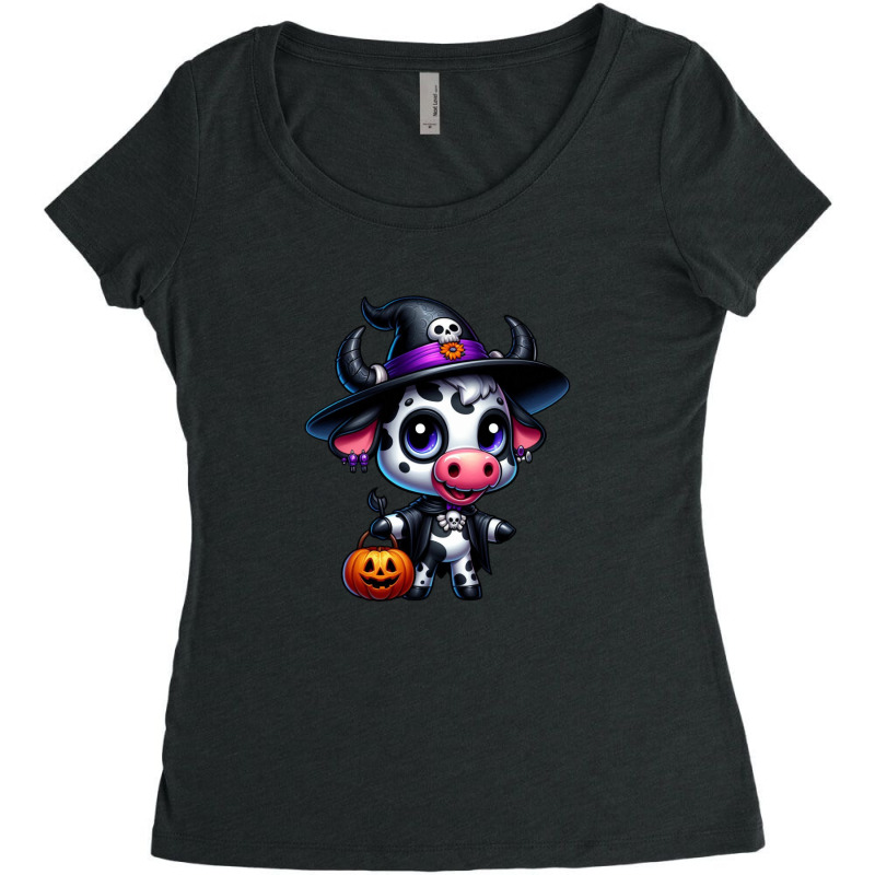 Smile Cows Pumpkin Skull - Halloween Day Women's Triblend Scoop T-shirt by risedesignid | Artistshot