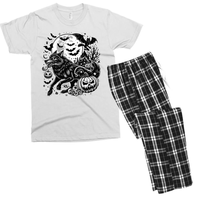 Wolf Halloween Men's T-shirt Pajama Set | Artistshot