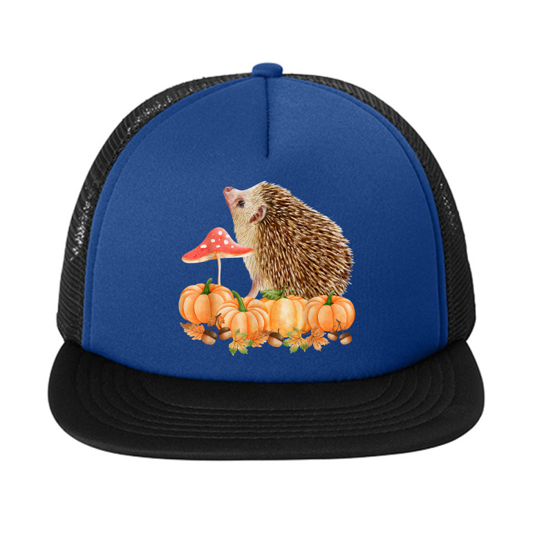 Cute Autumn Leaves Hedgehog Pumpkin Fly Amanita Fall Foam Snapback hat by Uniform | Artistshot