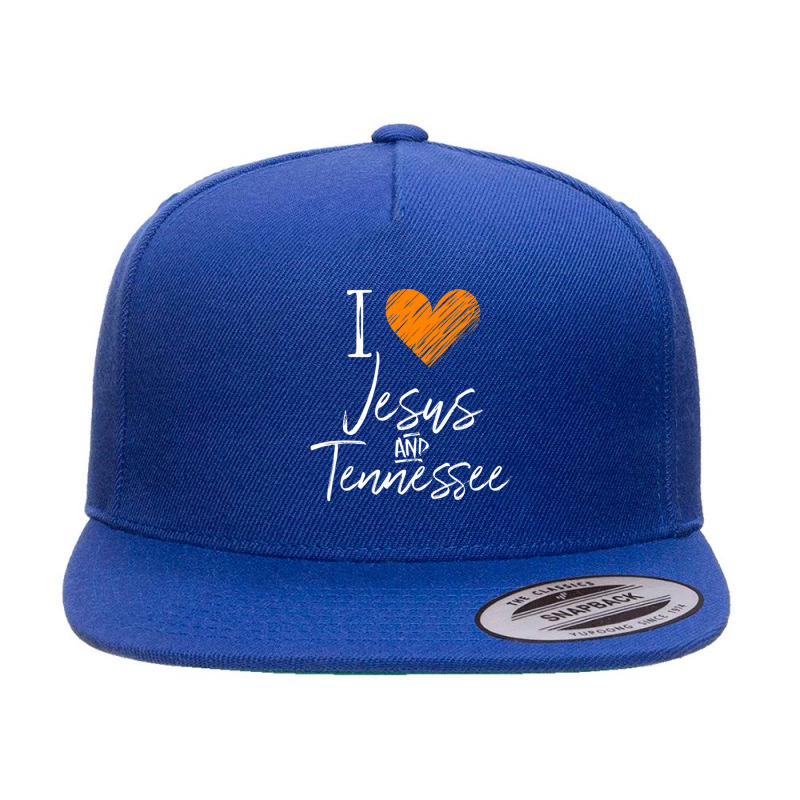 I Love Jesus And Tennessee Orange Heart Cute Fan 5 panel snapback cap by cm-arts | Artistshot