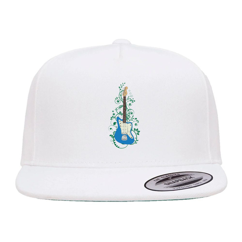 Blue Offset Style Electric Guitar Flowering Vines 5 Panel Snapback Cap | Artistshot