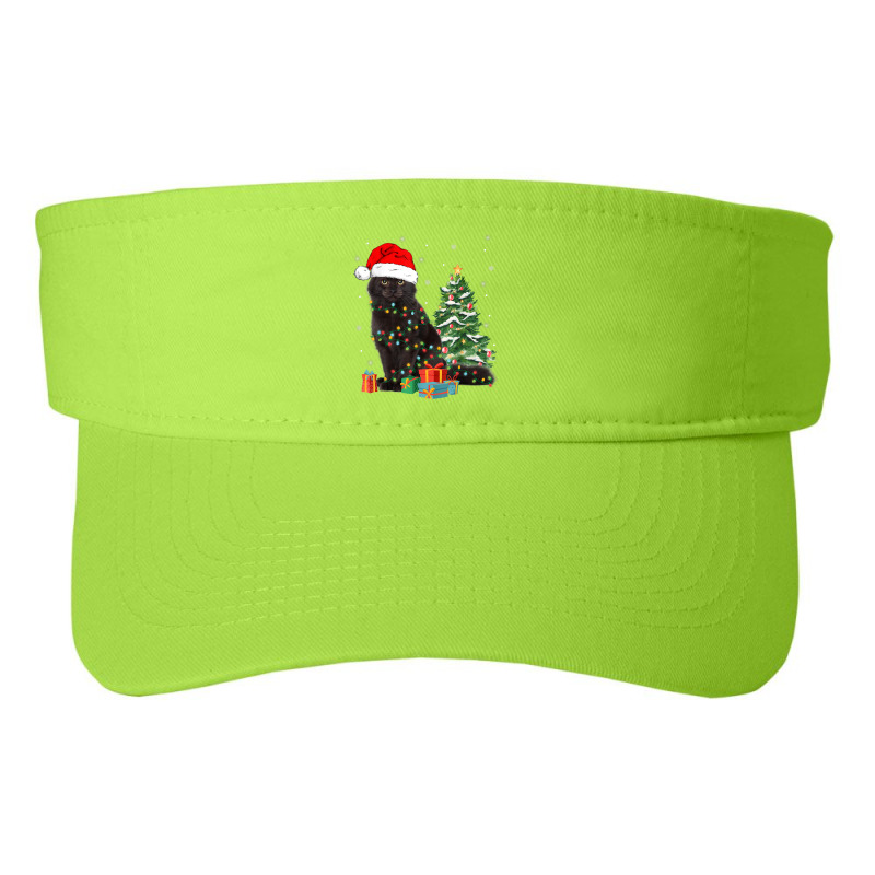 Black Cat Santa Tangled Up In Christmas Lights Xmas Tree Fashion Visor by Sombre | Artistshot