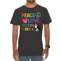 Peace Love   Boston Terrier Vintage T-shirt | Artistshot