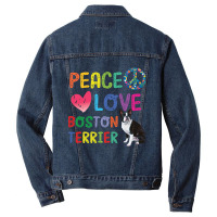 Peace Love   Boston Terrier Men Denim Jacket | Artistshot