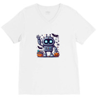 Cute Robot Halloween V-neck Tee | Artistshot