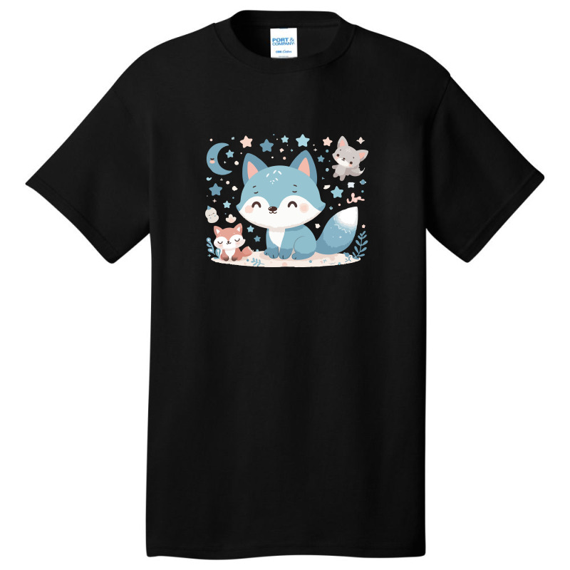 Blue Fox Cute Basic T-shirt | Artistshot