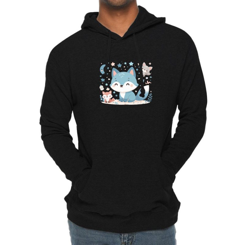 Blue Fox Cute Lightweight Hoodie | Artistshot