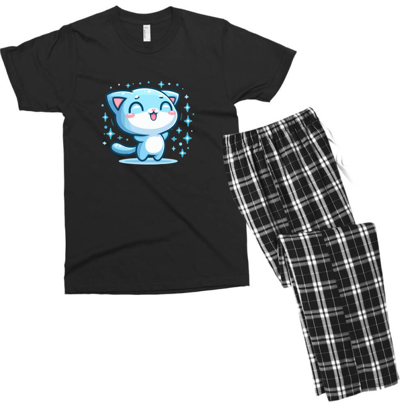 Cat Happy Men's T-shirt Pajama Set | Artistshot