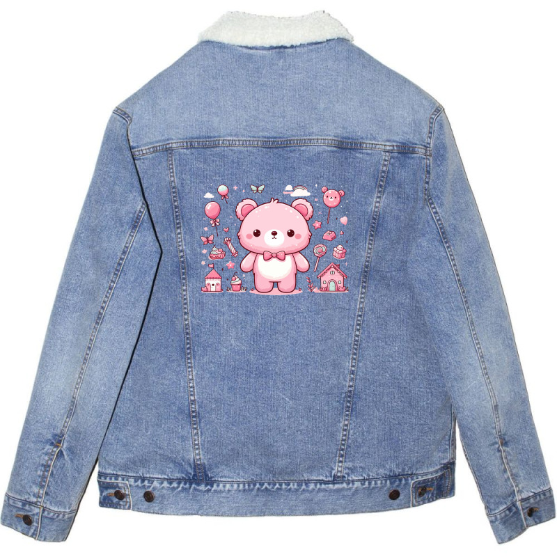 Pink Bear Unisex Sherpa-lined Denim Jacket | Artistshot