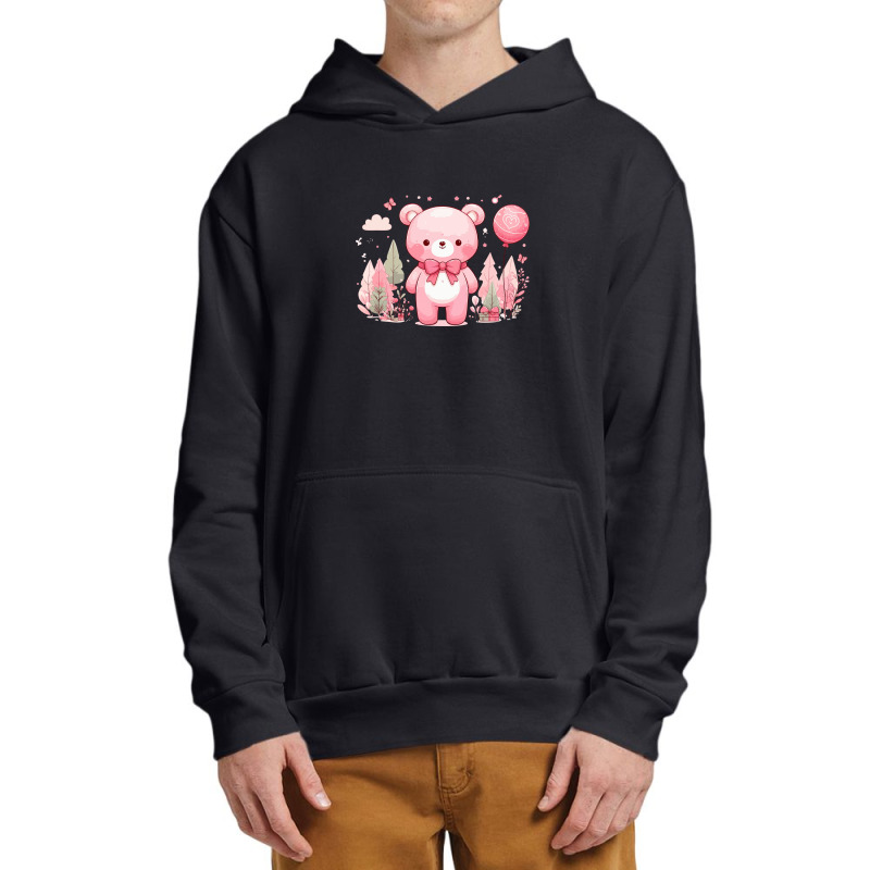 Bear Pink Cute Urban Pullover Hoodie | Artistshot