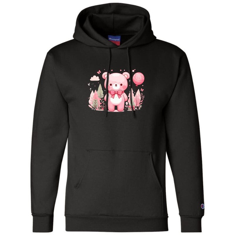 Bear Pink Cute Champion Hoodie | Artistshot