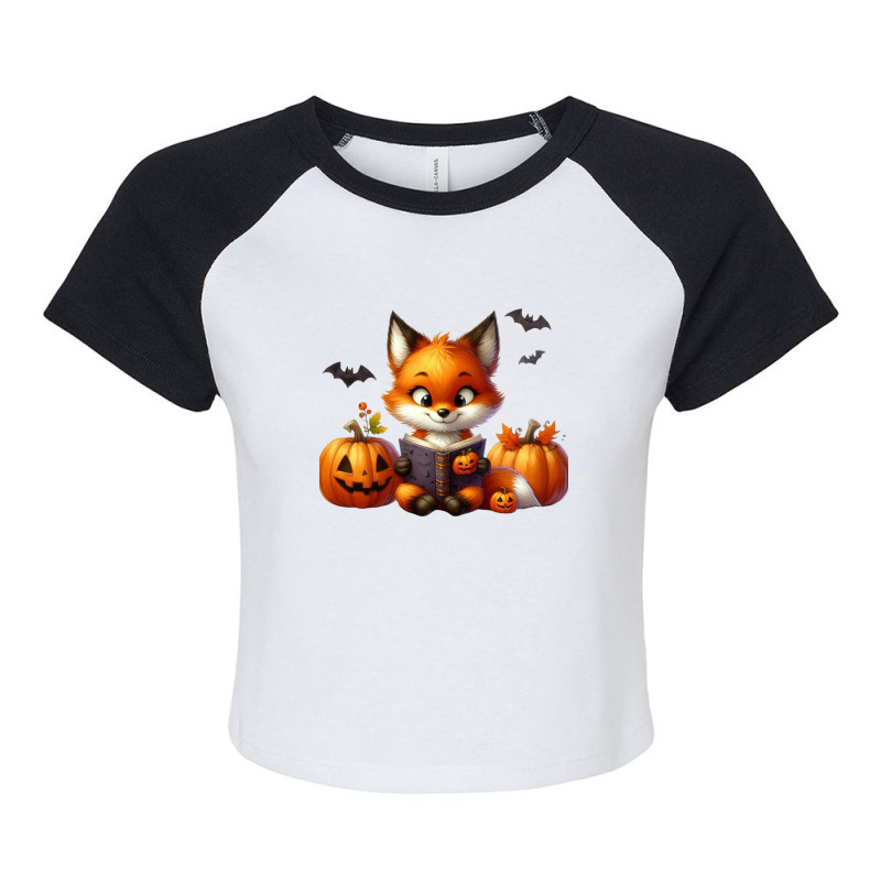 Fox Riding Book Funny - Pumpkin Party Raglan Crop Top by risedesignid | Artistshot